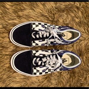 Vans shoes navy blue checkerboard